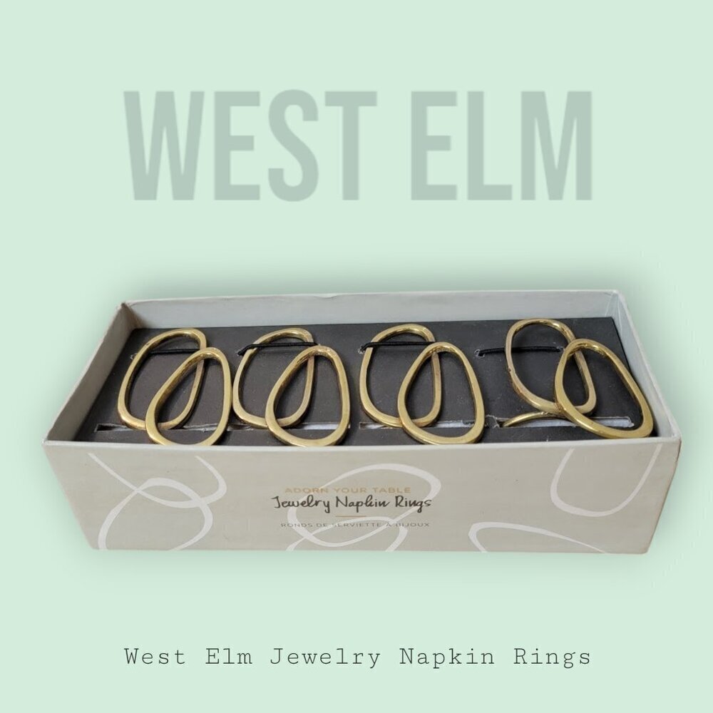 West Elm Brushed Gold Organic Loop Napkin Rings - Set of 6